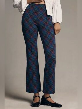 Maeve The Margot Kick-Flare Cropped Pants by Plaid Edition sz  small PETITE